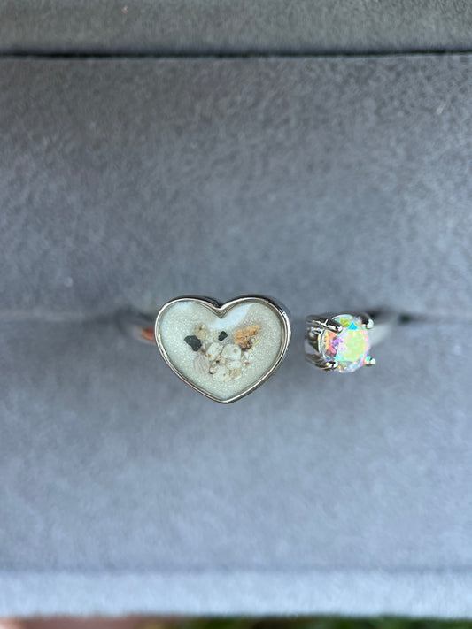 Heart & Birthstone Memorial Ring