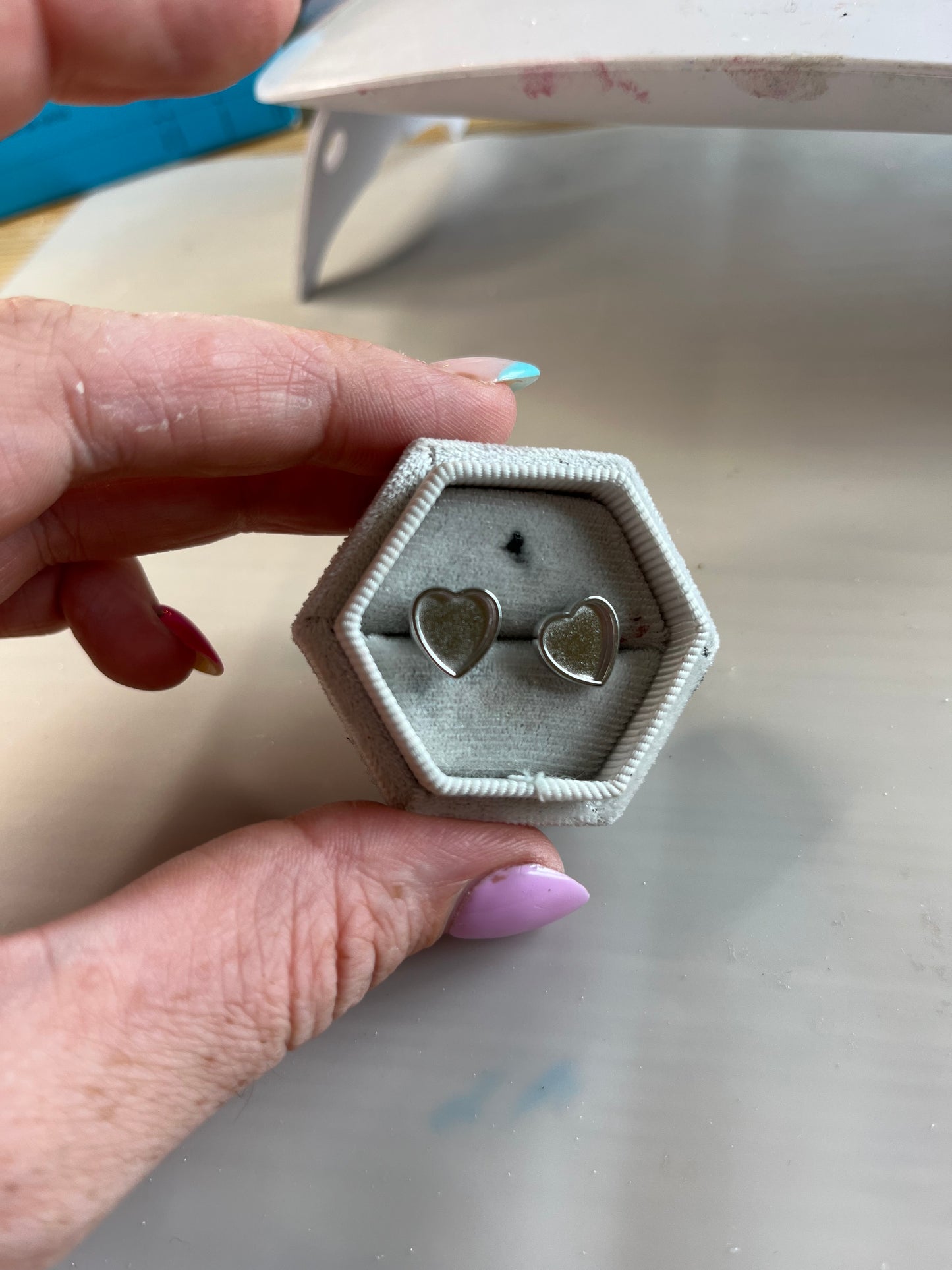 Heart-Shaped Memorial Stud Earrings
