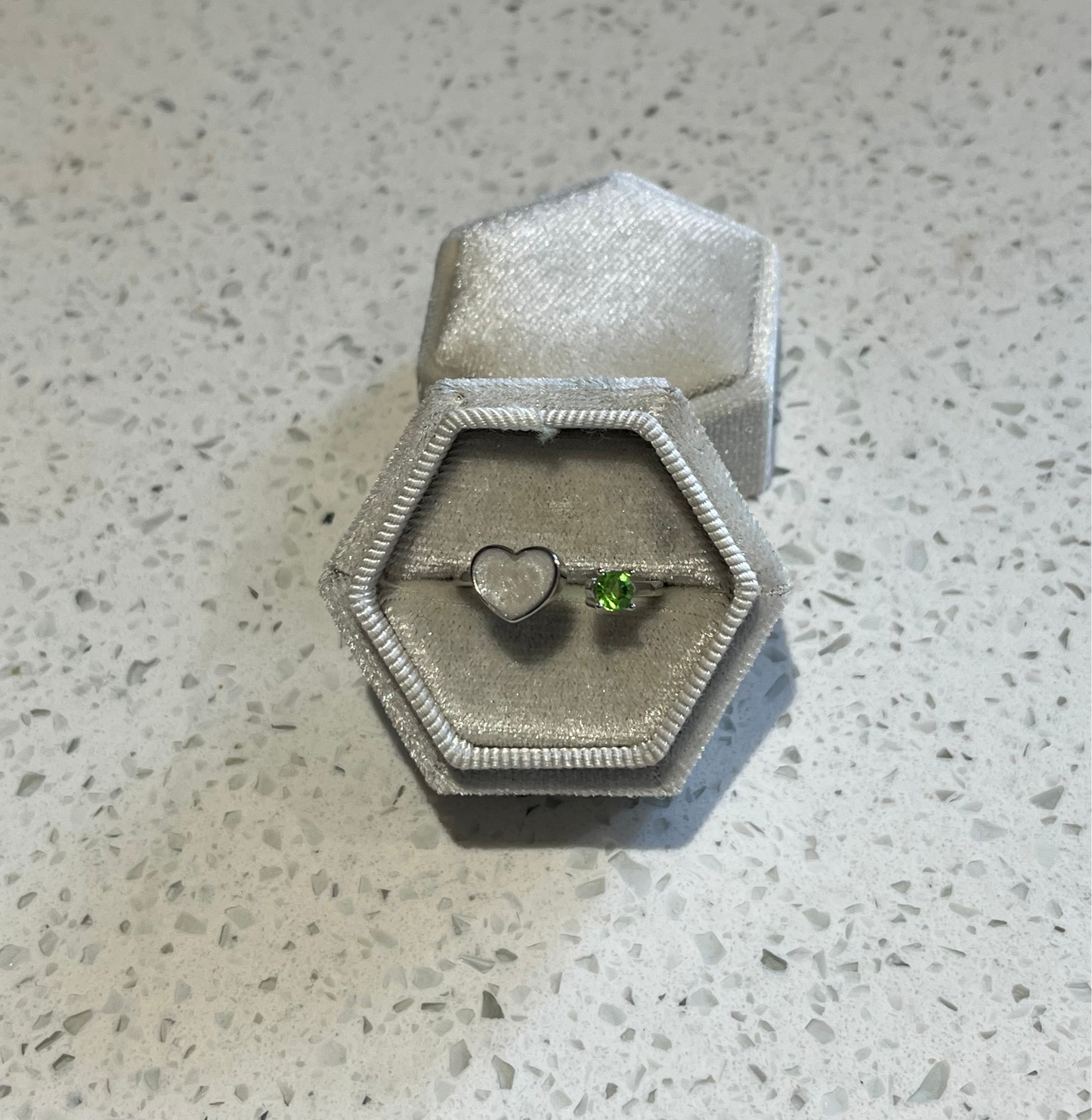 Heart & Birthstone Memorial Ring