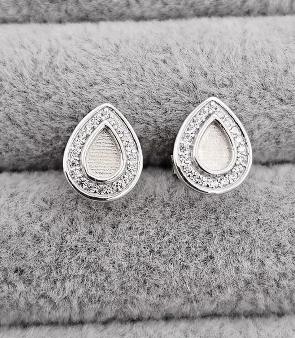 Teardrop Halo Stud Earrings