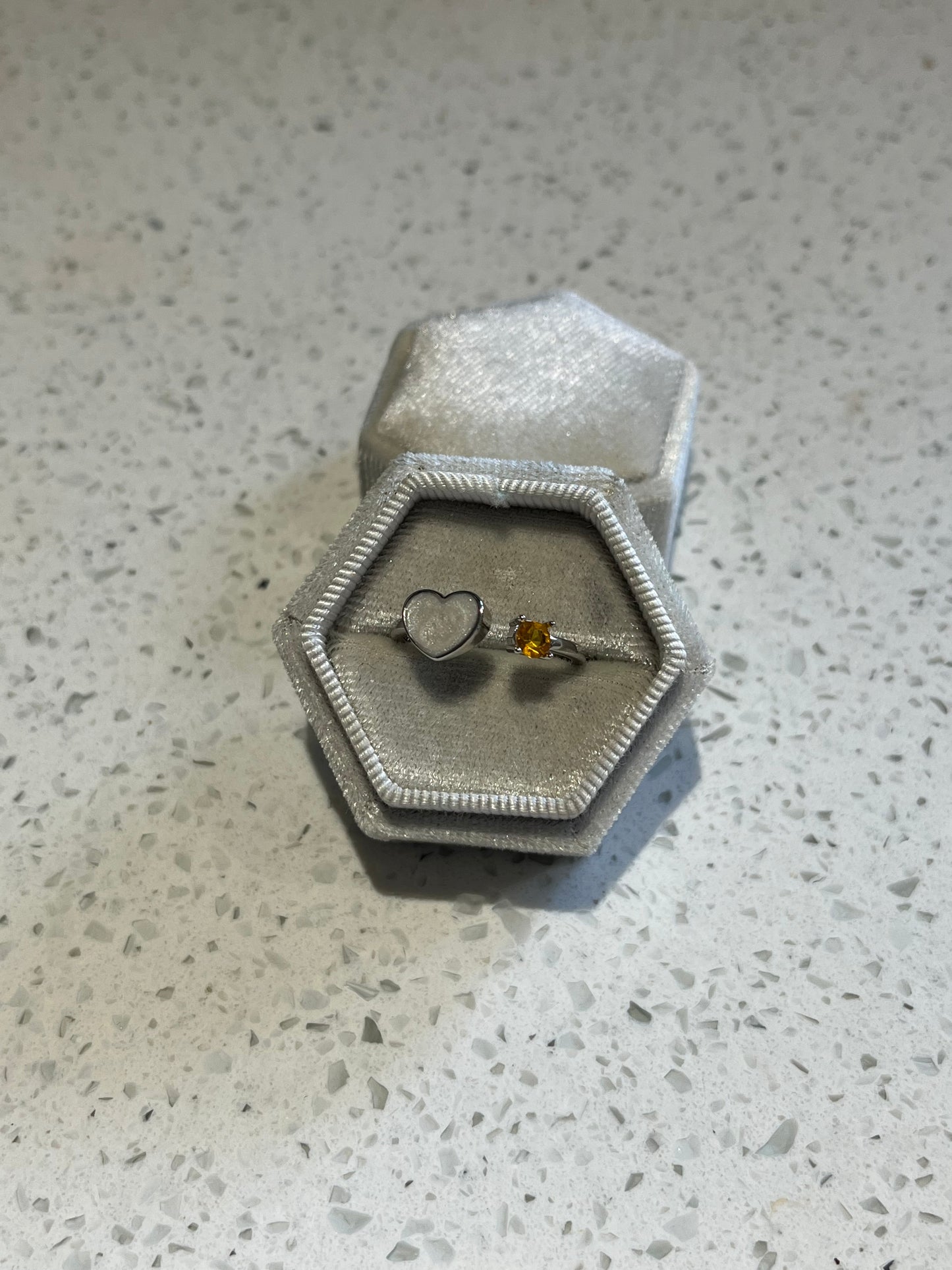 Heart & Birthstone Memorial Ring
