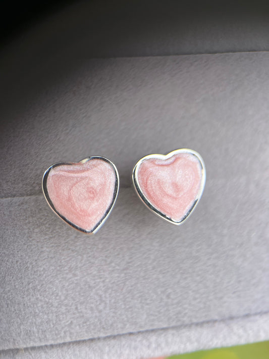 Heart-Shaped Memorial Stud Earrings