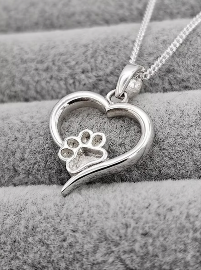 Hallow Heart Paw Print Necklace
