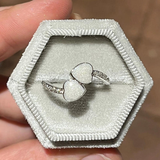 Custom Memorial Double Heart Ashes Ring – Handmade Resin Ring with Cremation Ashes – Pet or Loved One Keepsake Jewellery