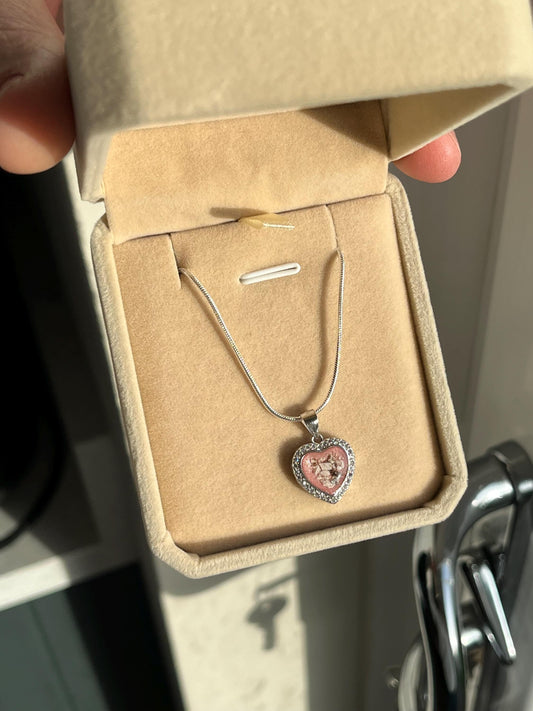 Personalised Heart Cremation Ashes Resin Necklace – Custom Memorial Pendant with Sterling Silver Chain – Breastmilk Keepsake Jewellery