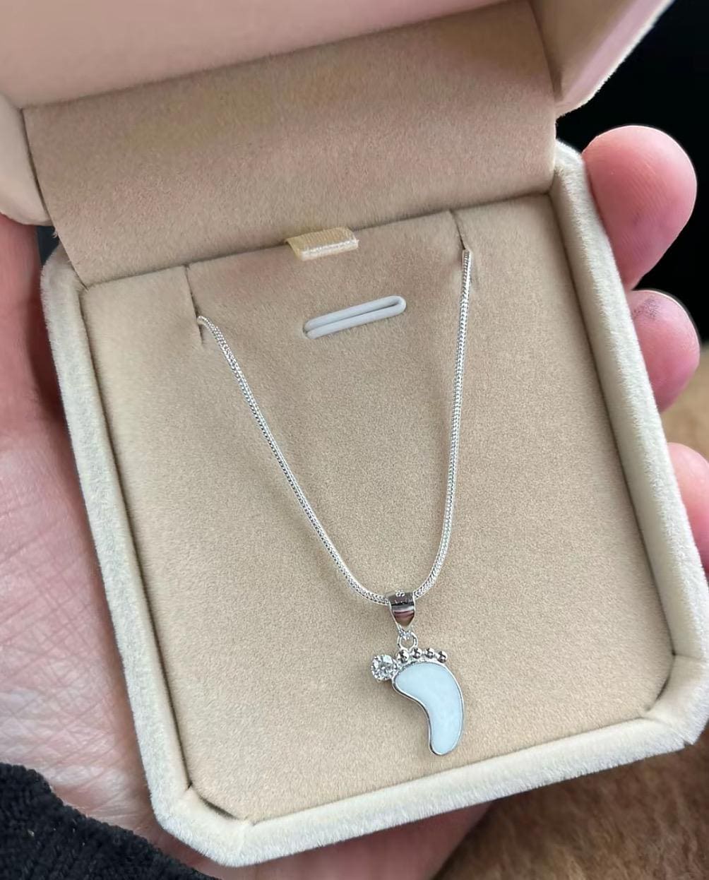 Breastmilk Baby Foot Necklace Pendant, inclusion necklace, gift for breastfeeding mum, ash necklace, creamains, keepsake necklace,