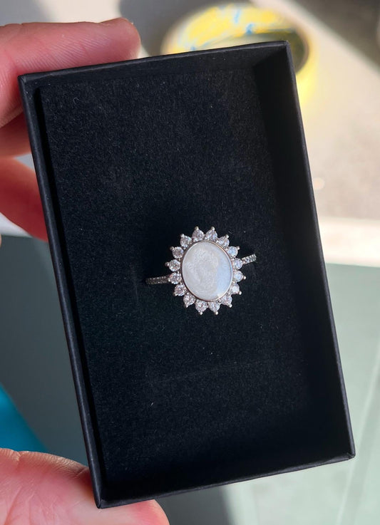 Breastmilk Opal Ring, Keepsake Ring, Memorial Ring, Cremation Ring, Ash Ring, Cremains Ring,Keepsake jewellery, Ash Keepsake, Inclusion Ring