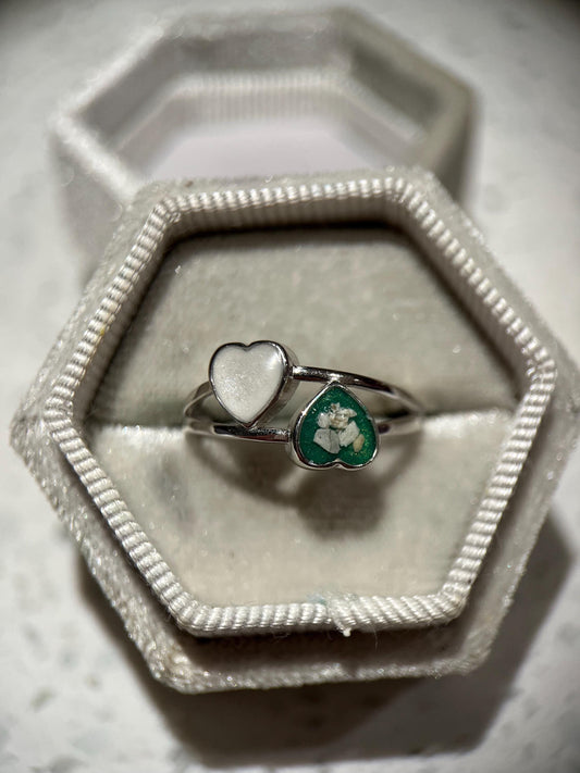 Heart Breastmilk Stacker Eternity Keepsake Ring, Memorial, Cremation Ring, Ashes Ring, multiple birthstone, gift for breastfeeding mum