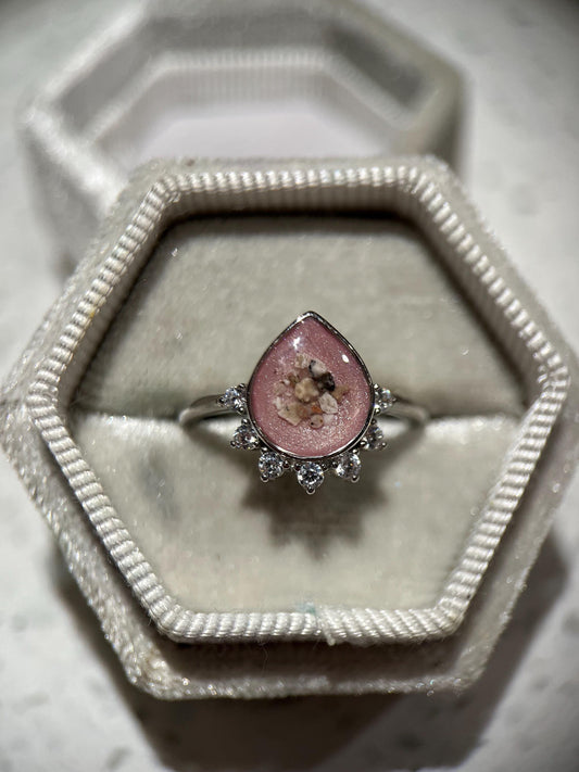 Pear Shape Bezel Ring, Breastmilk Stacker Eternity Keepsake Ring, Memorial, Cremation Ring, Ashes Ring, multiple birthstone, gift for her