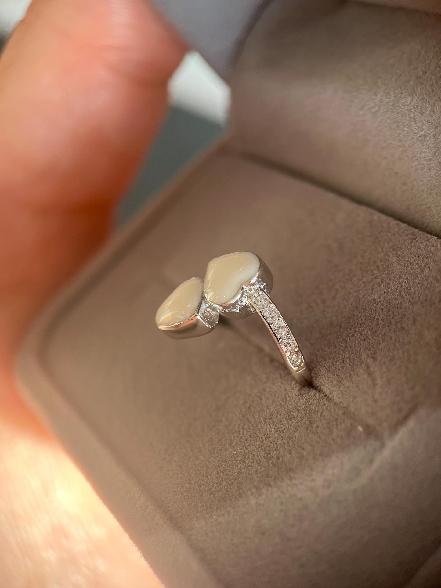 Custom Memorial Double Heart Ashes Ring – Handmade Resin Ring with Cremation Ashes – Pet or Loved One Keepsake Jewellery