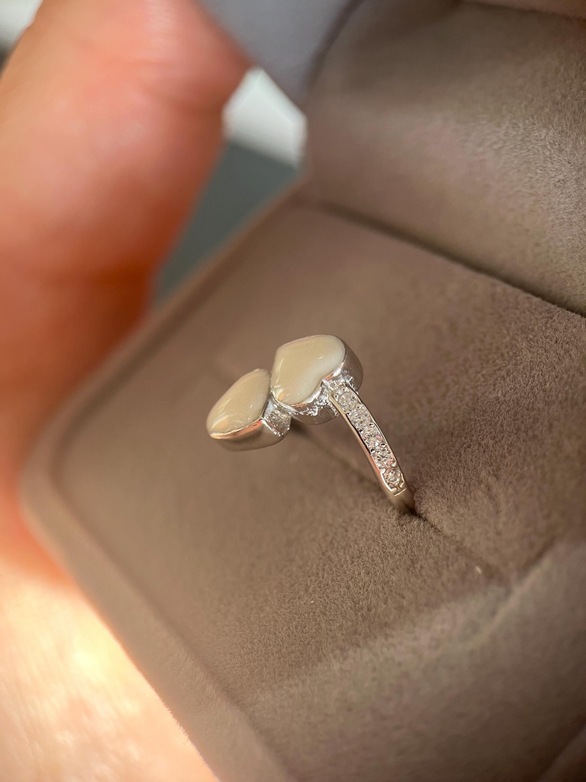 Custom Memorial Double Heart Ashes Ring – Handmade Resin Ring with Cremation Ashes – Pet or Loved One Keepsake Jewellery