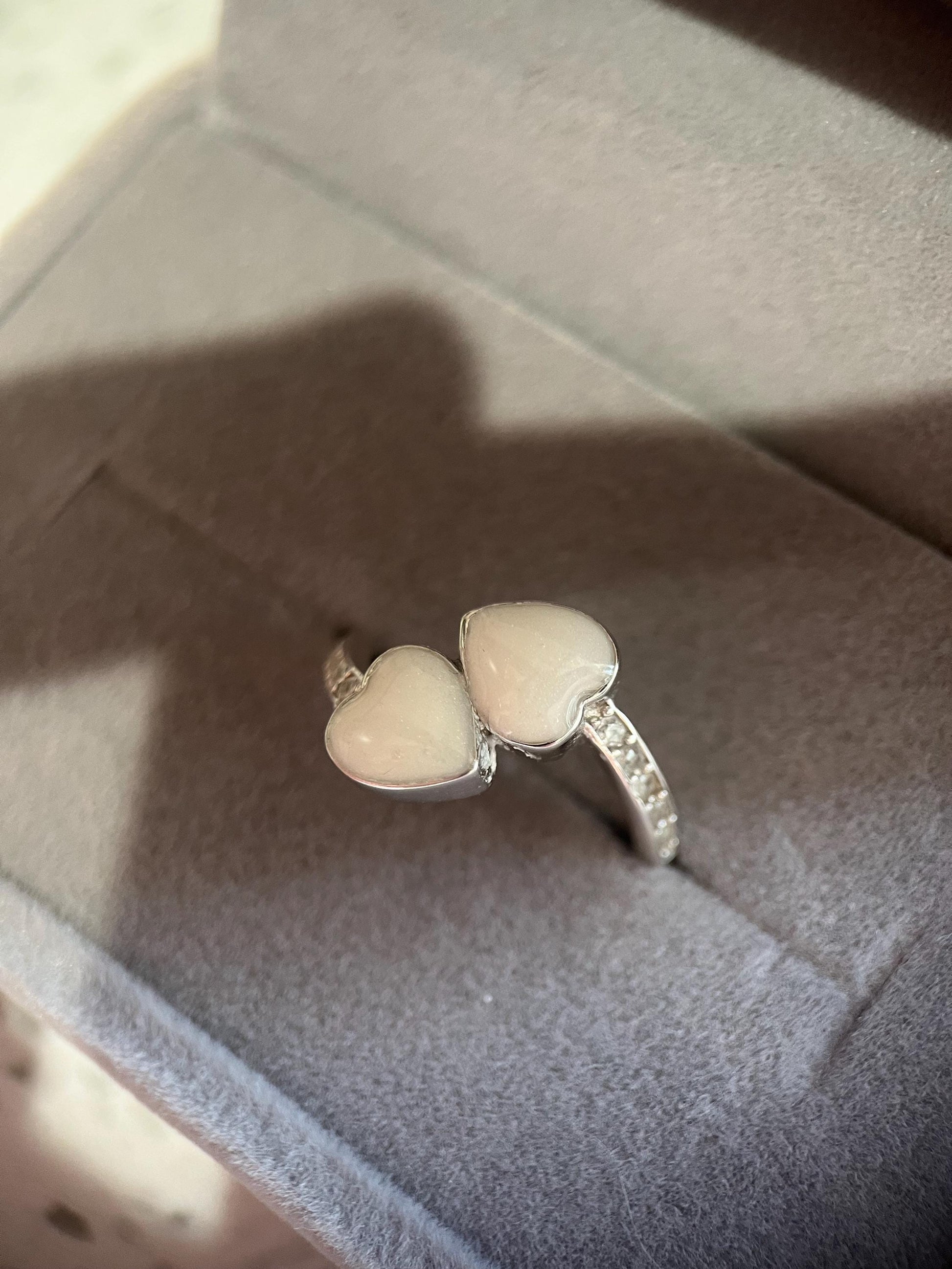Custom Memorial Double Heart Ashes Ring – Handmade Resin Ring with Cremation Ashes – Pet or Loved One Keepsake Jewellery