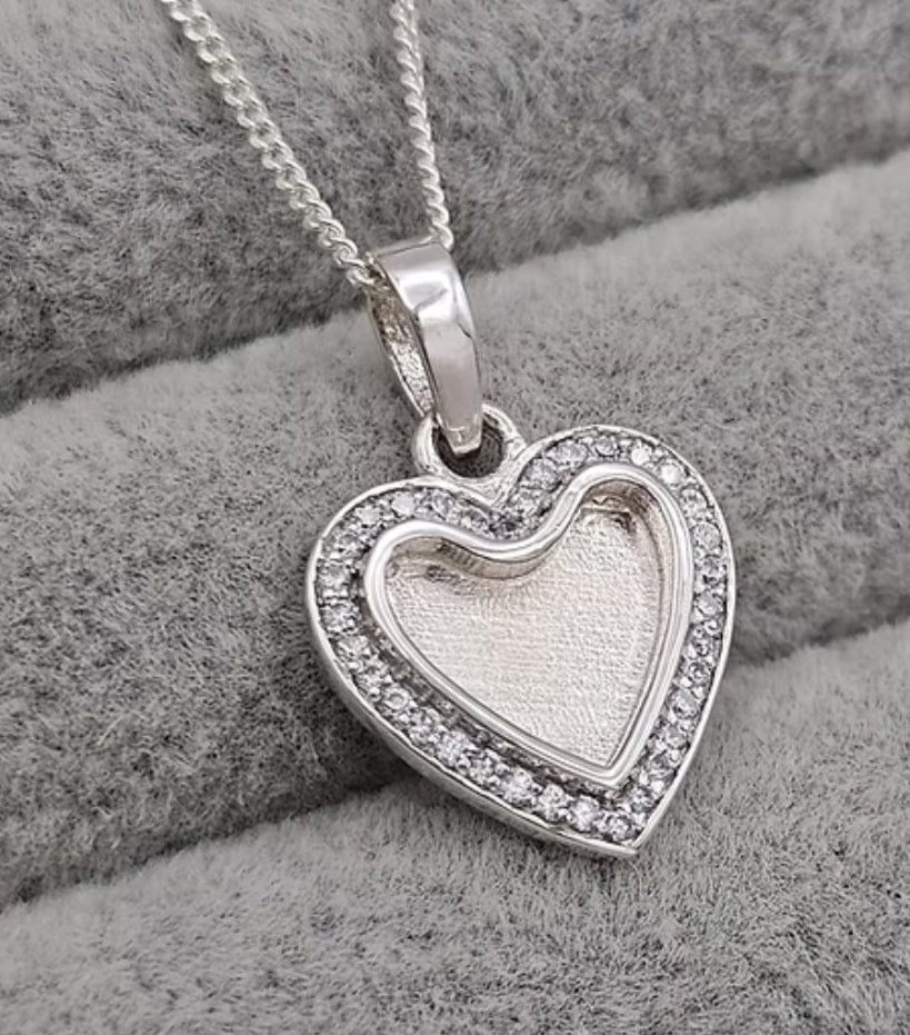 Sterling Silver Heart Ashes Necklace | Memorial Jewellery UK | Forever In Resin