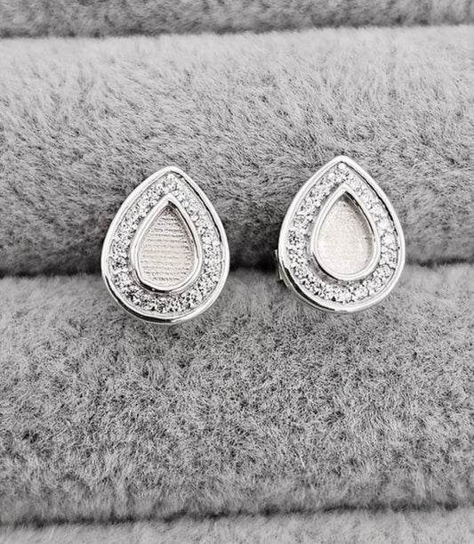 Teardrop Halo Stud Earrings