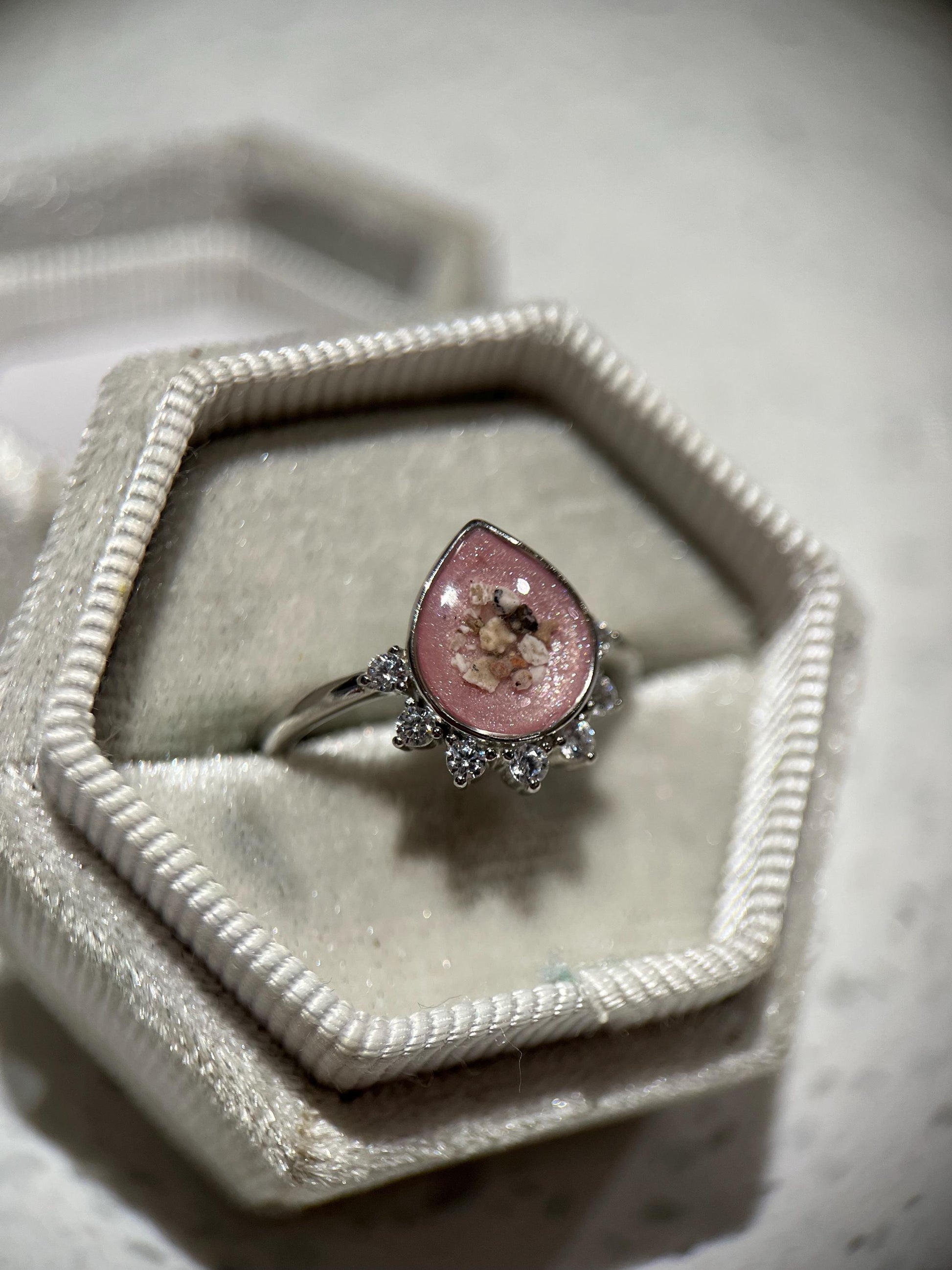 Pear Shape Bezel Ring, Breastmilk Stacker Eternity Keepsake Ring, Memorial, Cremation Ring, Ashes Ring, multiple birthstone, gift for her